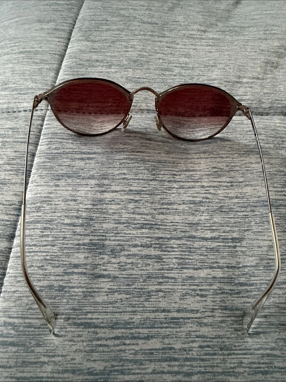 Ray-Ban Women’s Round Burgundy Gradient Sunglasses with Gold Bridge
